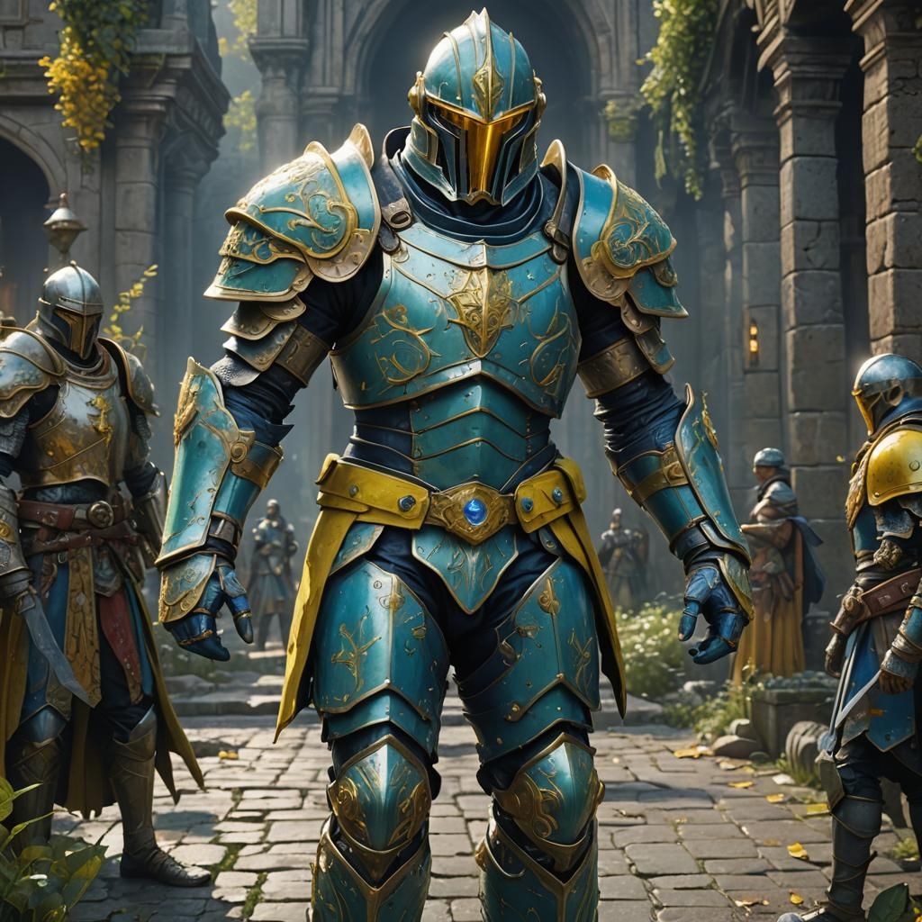 Verdant Warrior in Full Plate Armor, Fantasy Art