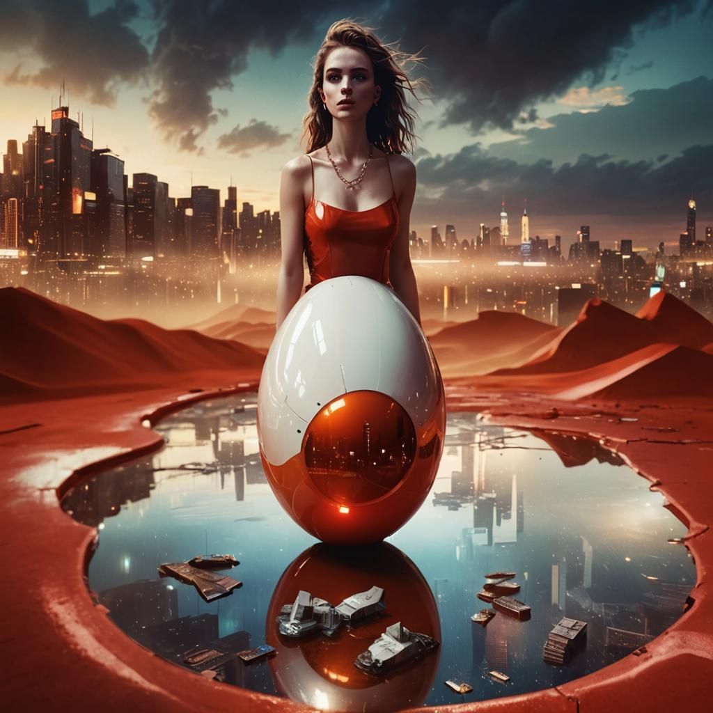 Neon Cityscape at Dusk in Cyberpunk Style