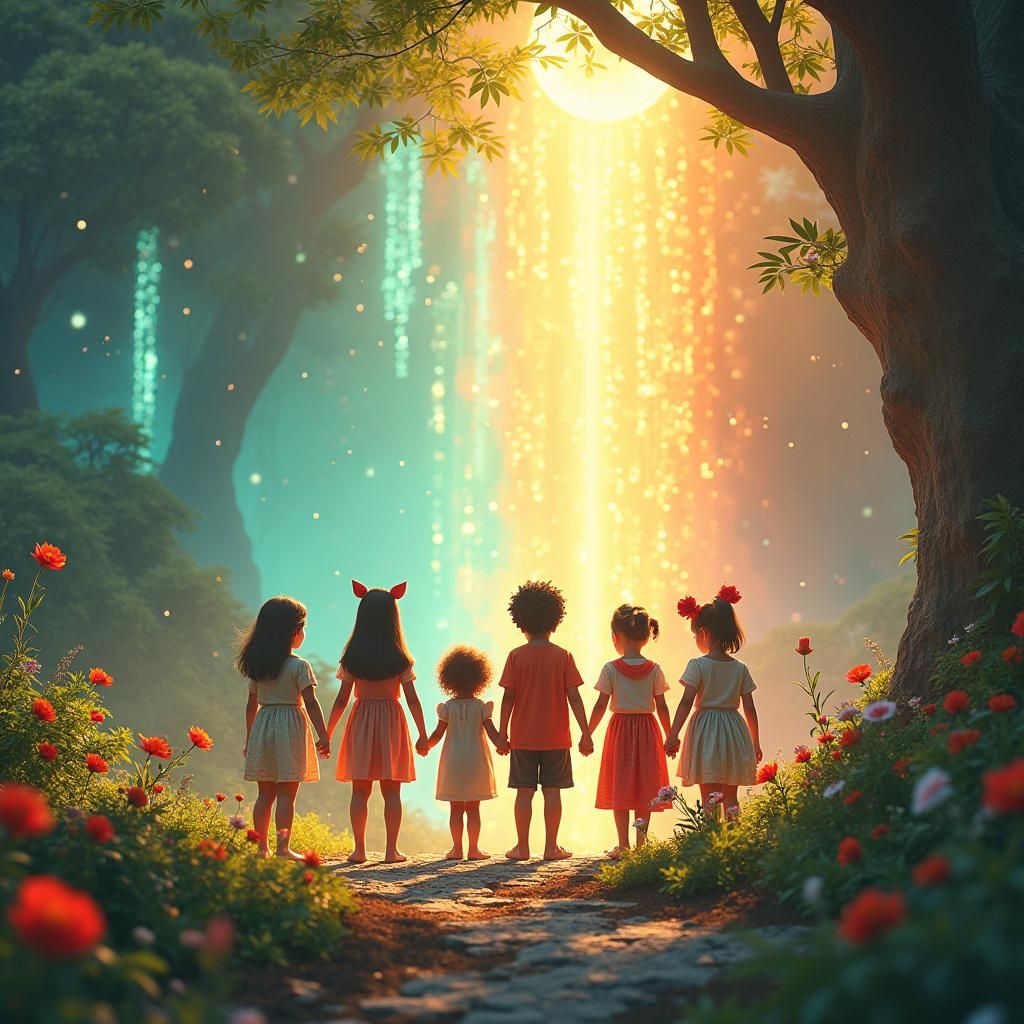 Radiant Children in Fantasy World: Dreamlike Concept Art