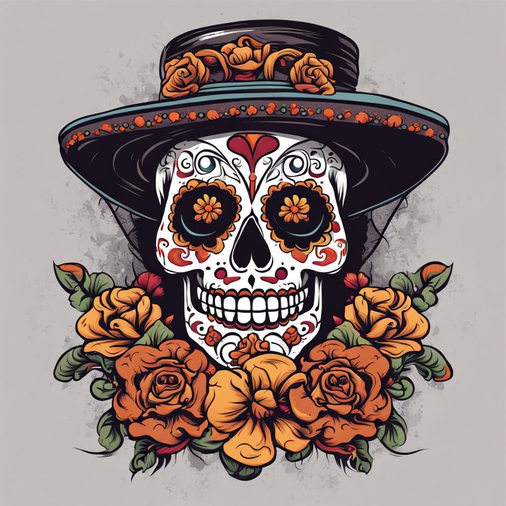 Day of the Dead Skull T-Shirt Design