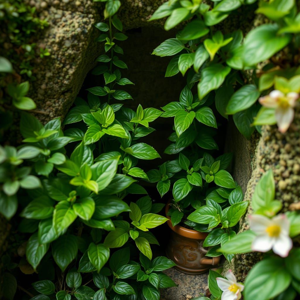 Lush Plants in Hidden Places: Mystical Digital Art