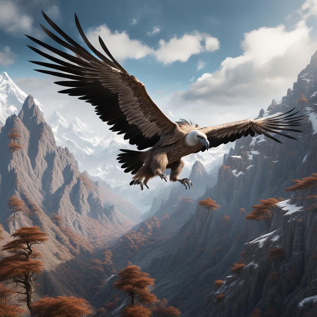 Himalayan Griffon Vulture Soaring: Fantasy Concept Art