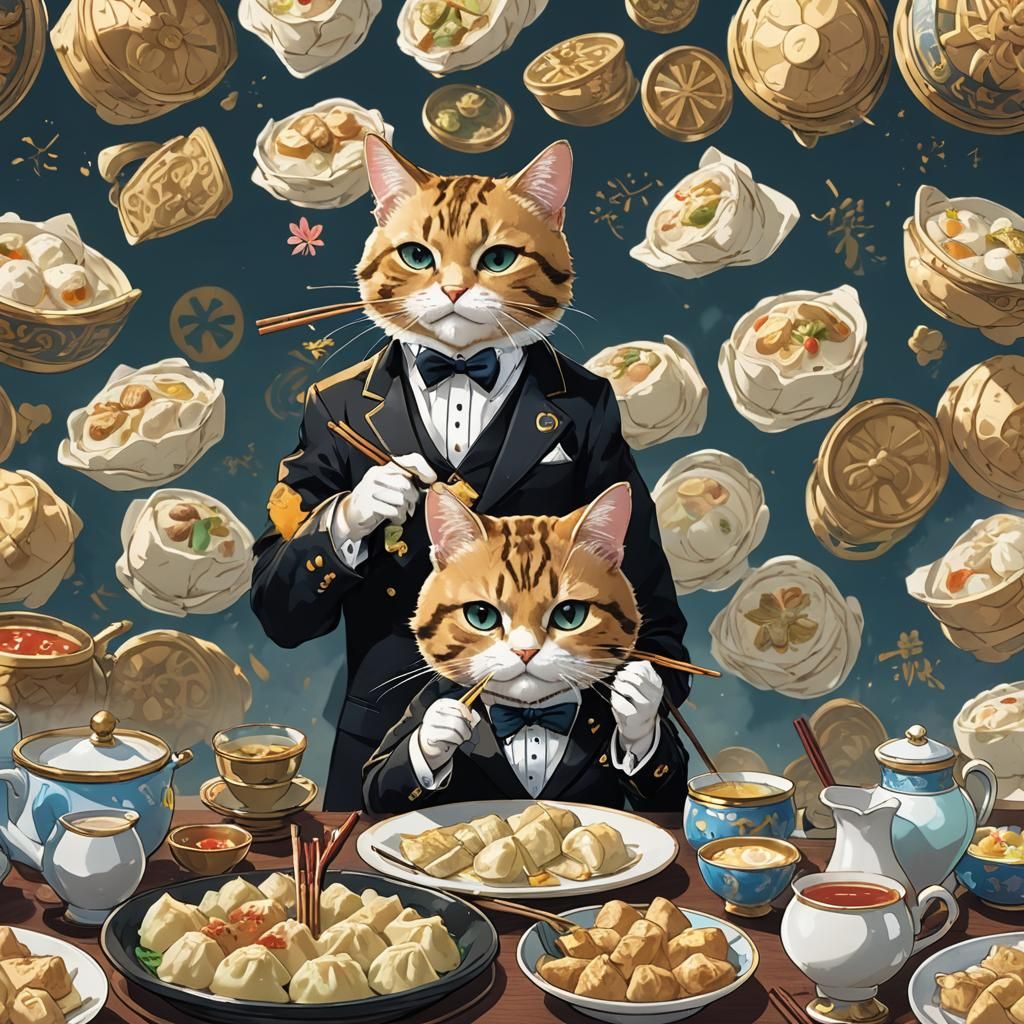 Cat Tuxedo Dumplings: Zelda Anime Style