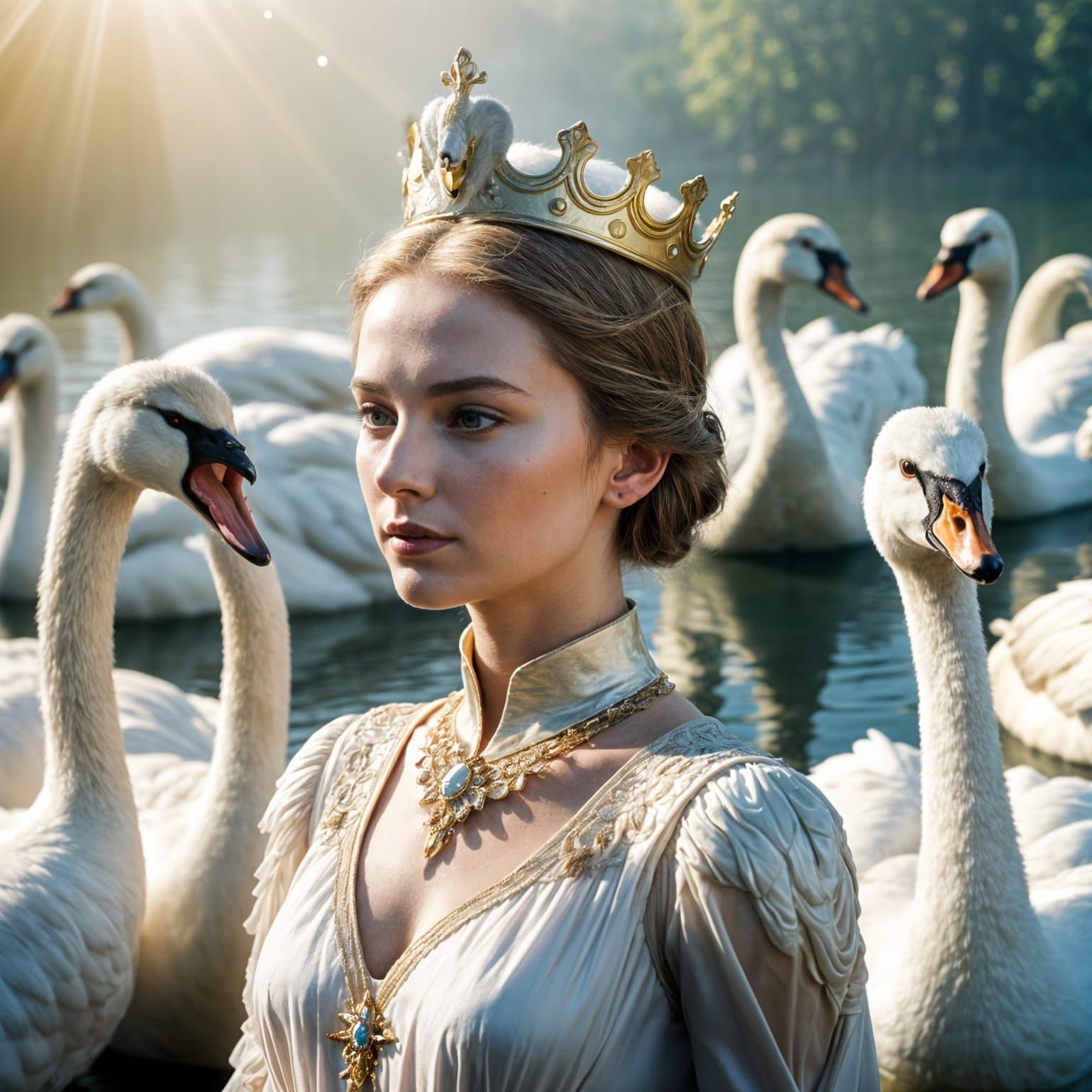 Queen of the Swans in Golden Hour Light