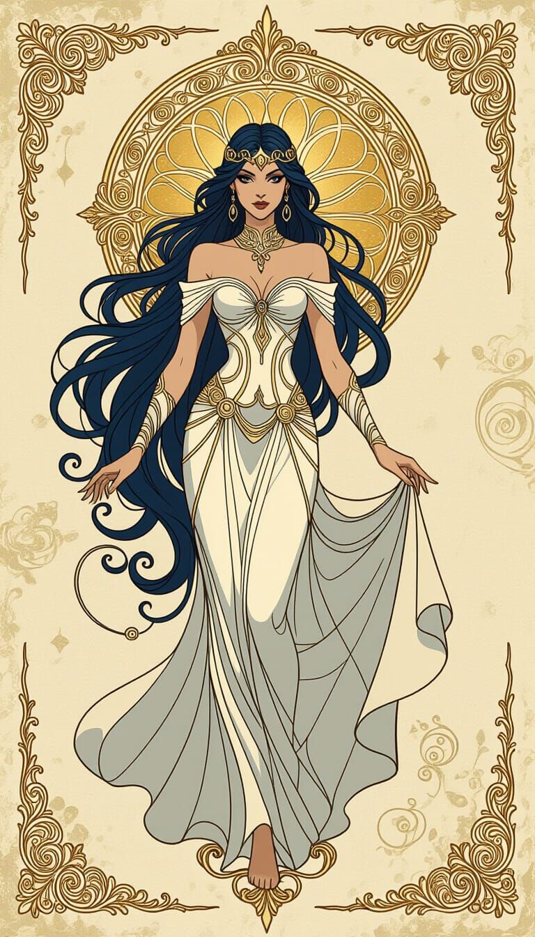 Mystical Lamia with Golden Filigree Embellishments