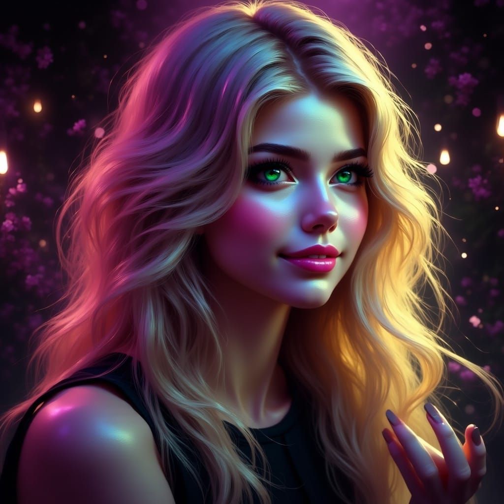 Mystical Portrait of a Young Woman in Art Nouveau Style