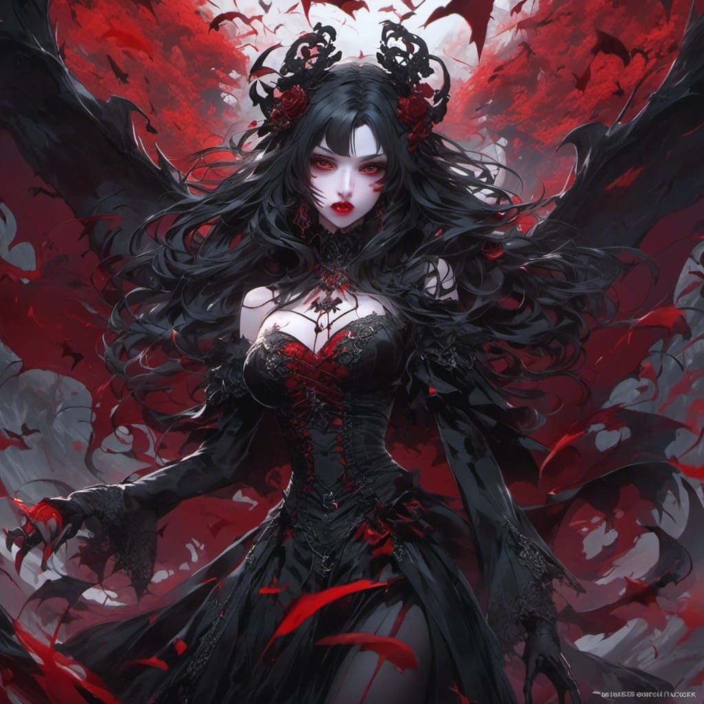 Anime Vampire Woman in Manga Style