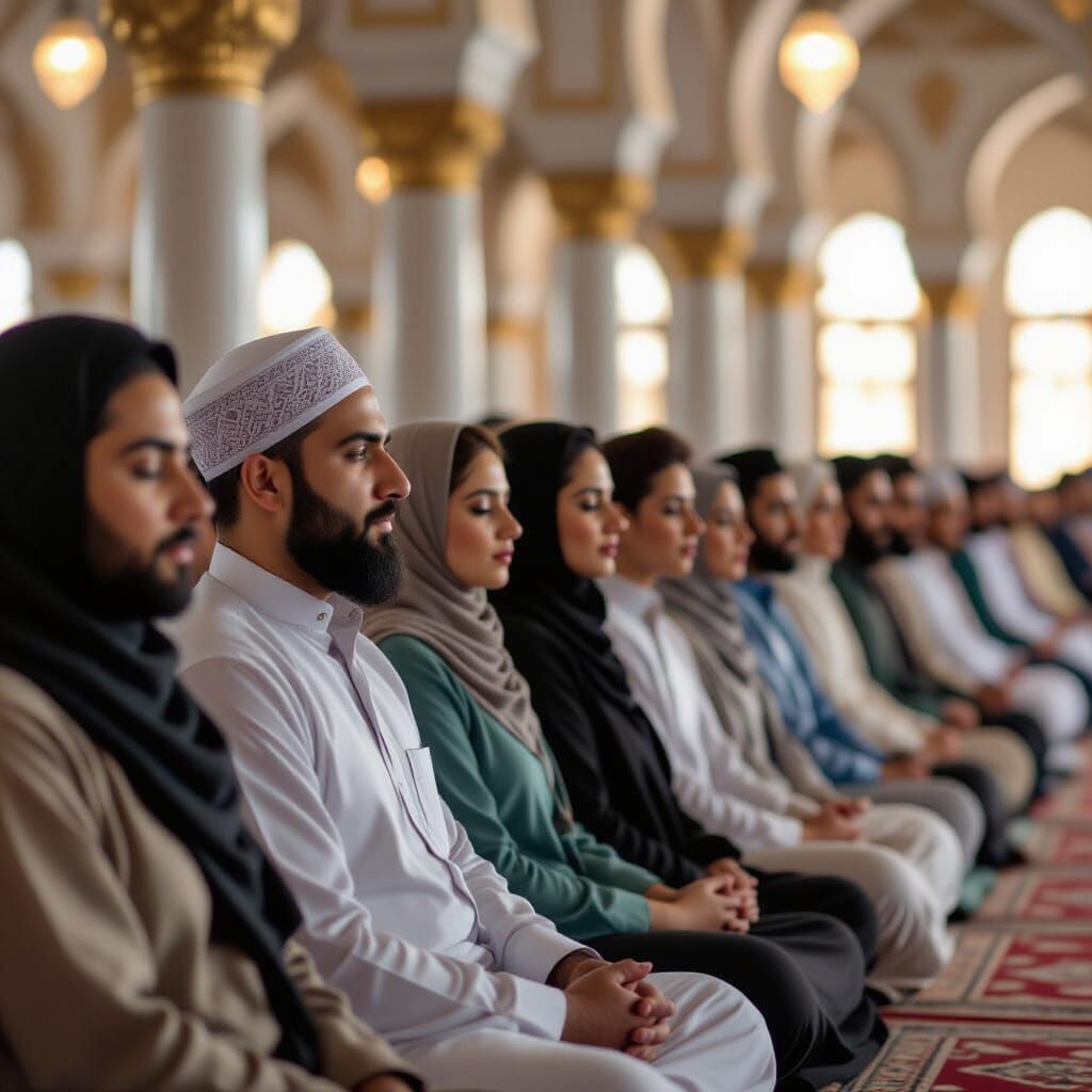 Thousands of Muslim Worshipers Gather in Mosque