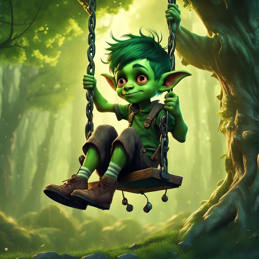 Goblin Boy Swinging at Home