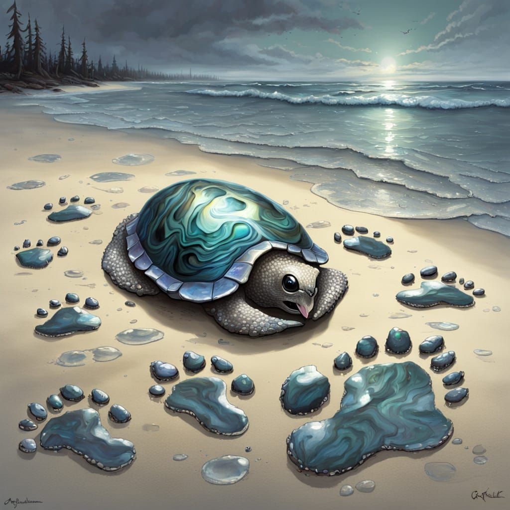 Surreal Footprints in a Cyberpunk Landscape