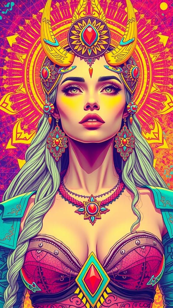 Goddess in Glitch Art Cyberpunk Style