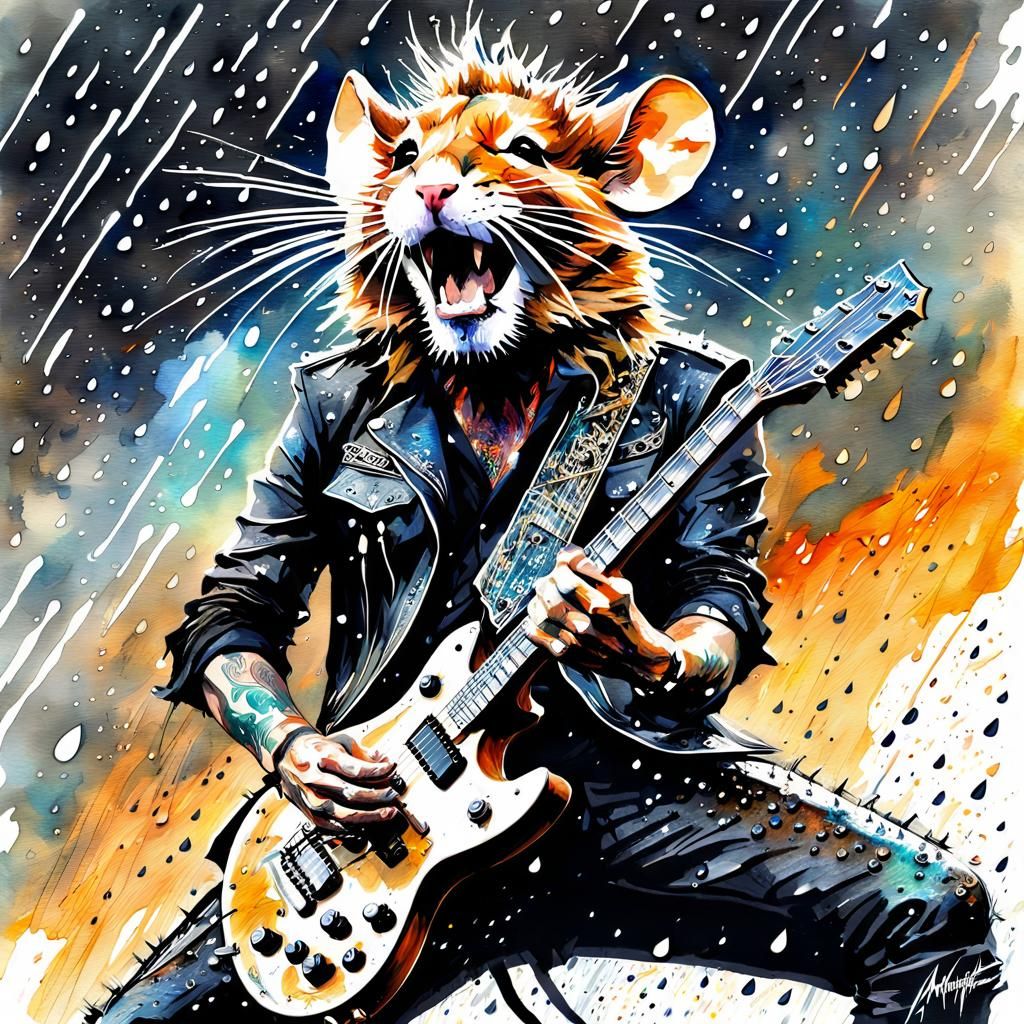 Mouse as James Hetfield in Watercolor Cosmos