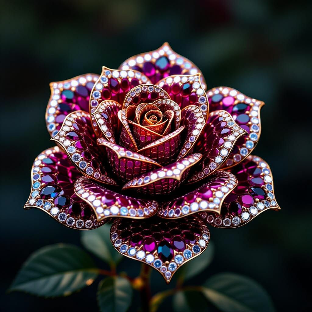 Gemstone Rose with Dramatic Cinematic Lighting