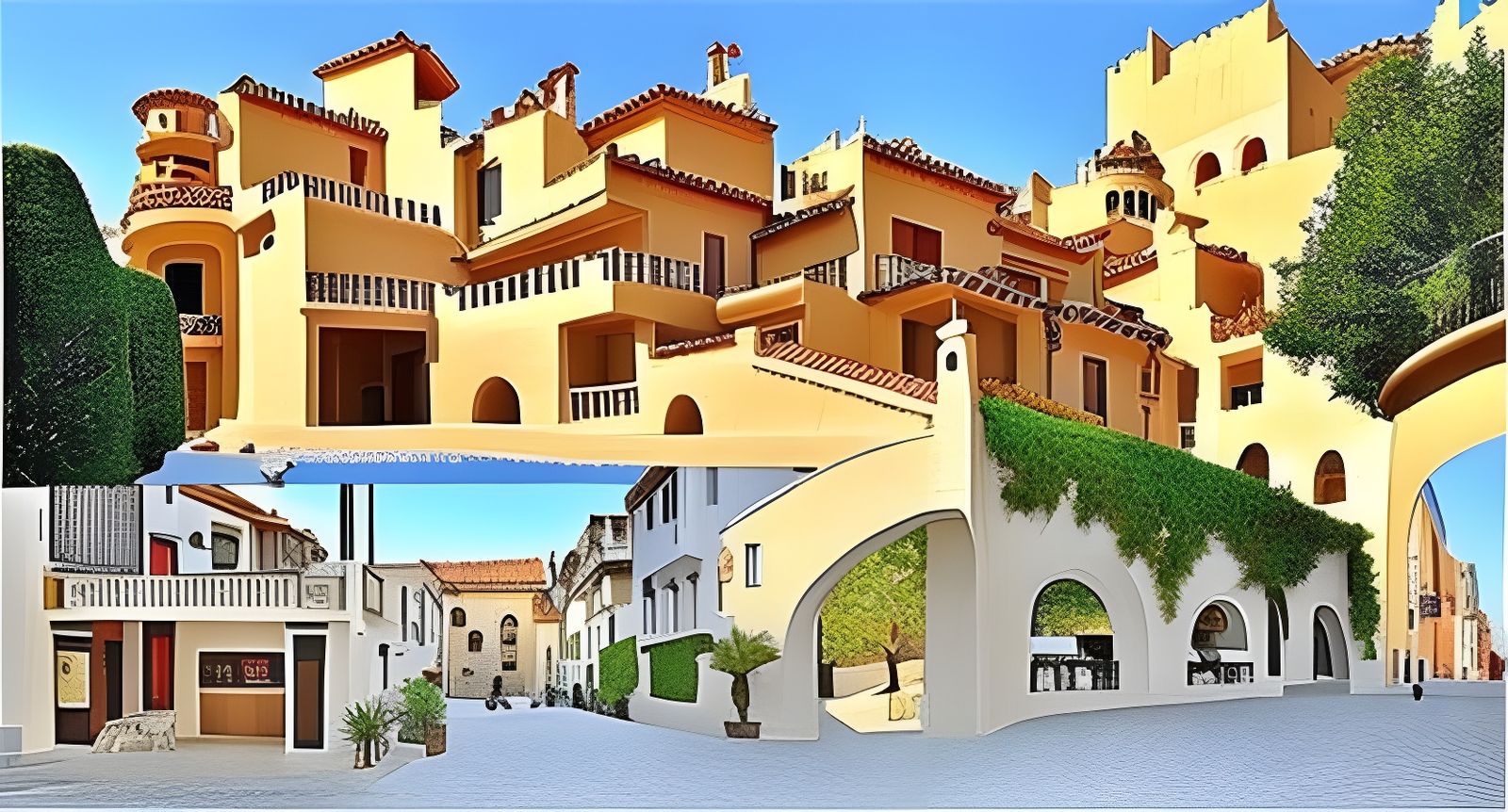 Catalan Modernism: Detailed Matte Painting in 8K