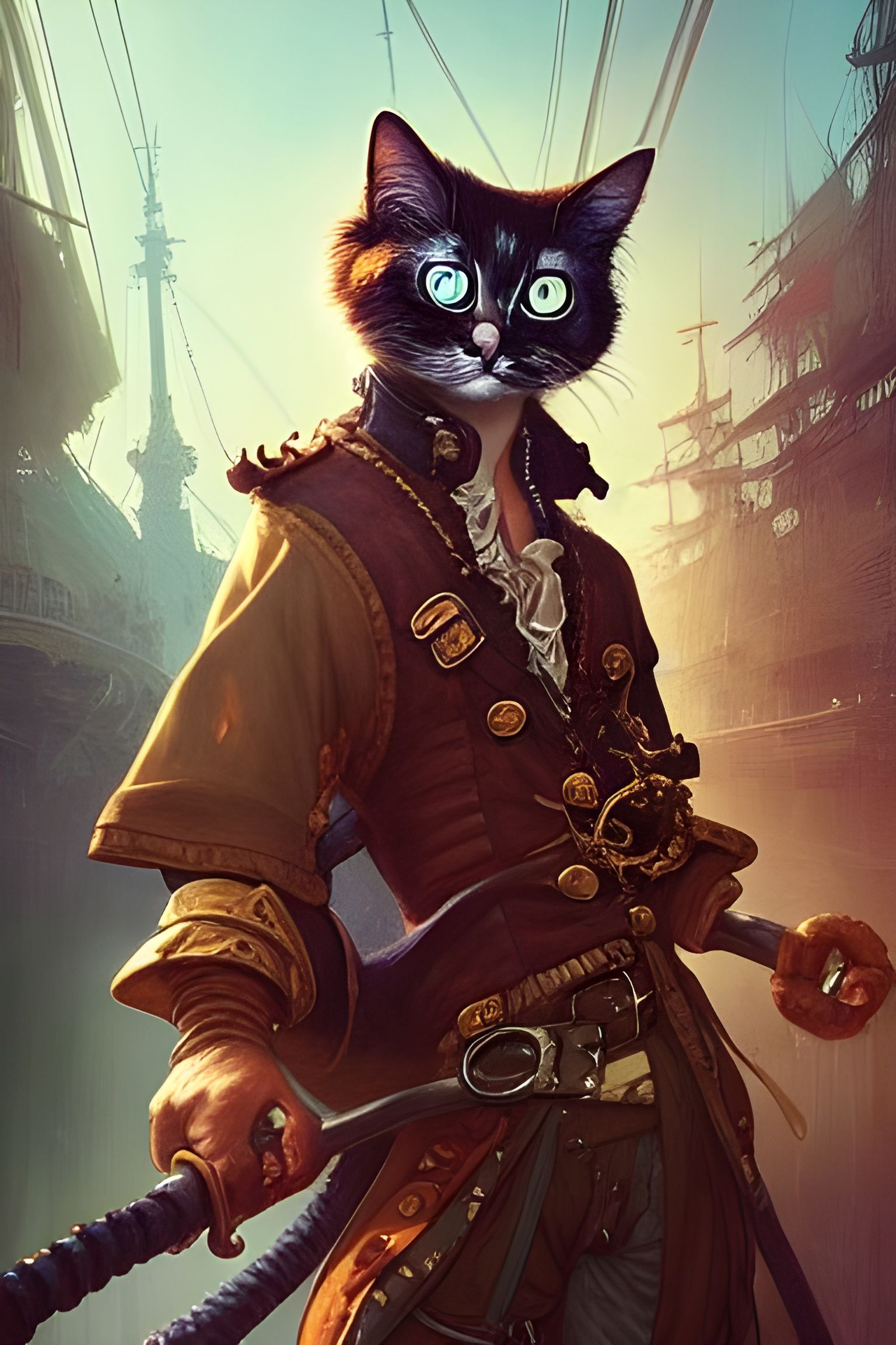 Portrait of a cute pirate cat ...