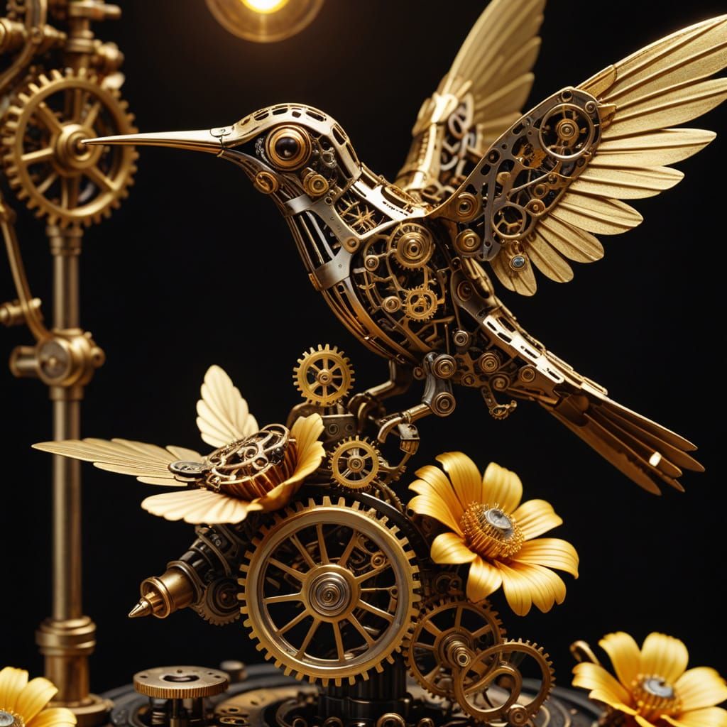 Mechanical Hummingbird in Steampunk Stop Motion Animation