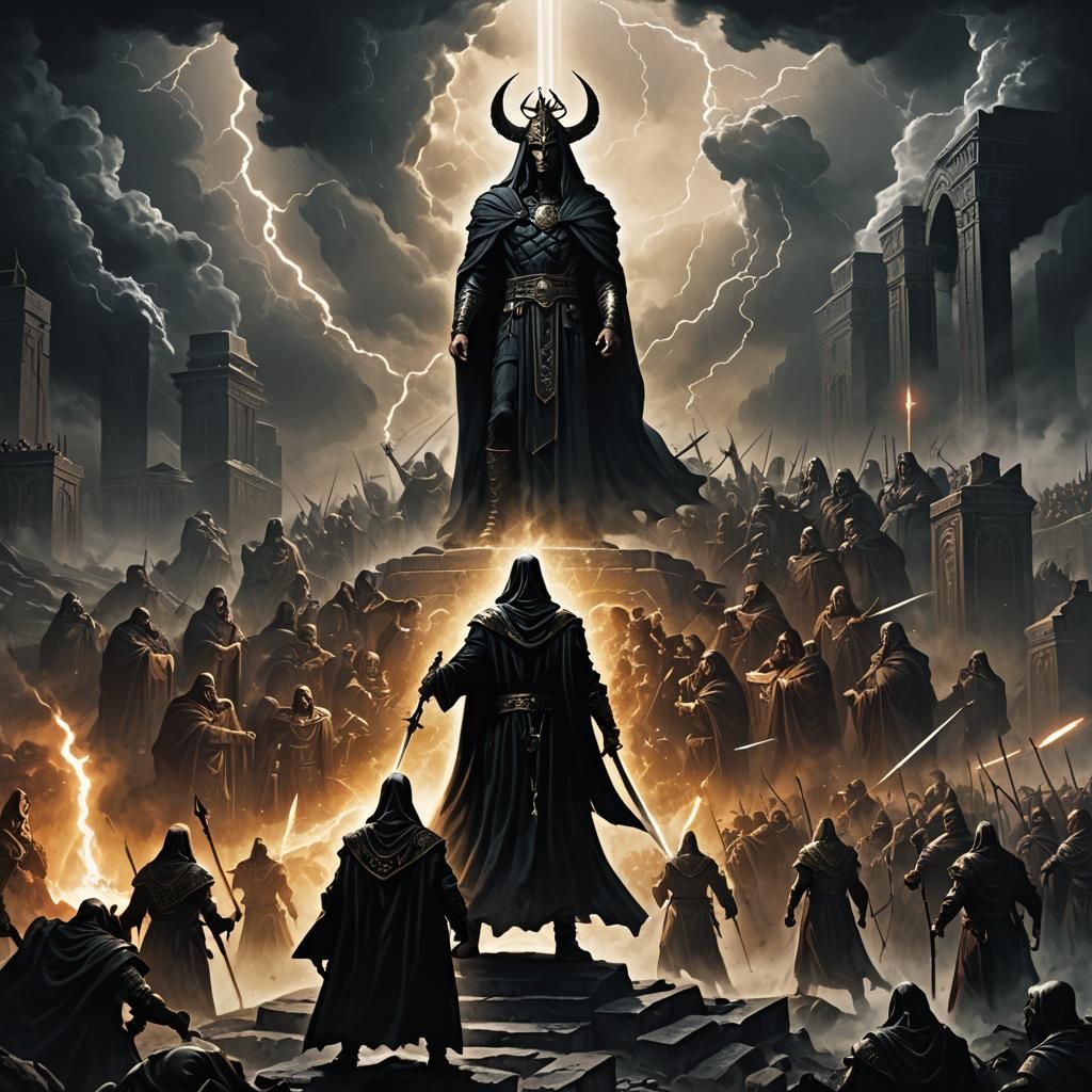 Epic Dark Fantasy Battle Between Good and Evil