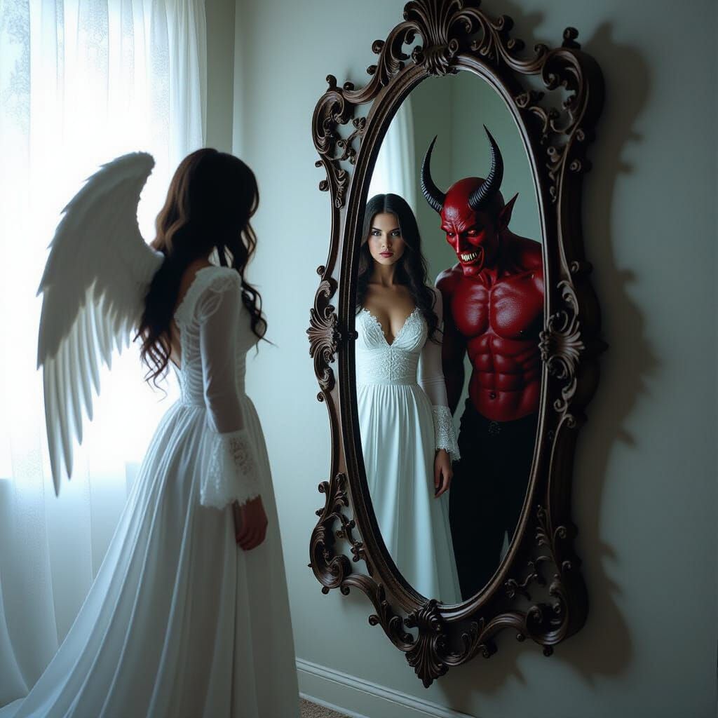 Angel's Reflection: A Devilish Mirror Image