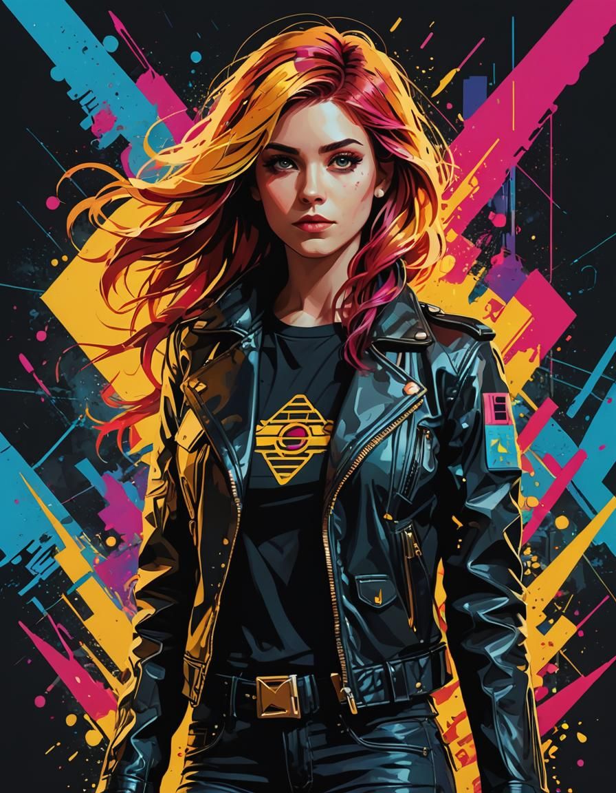 Sunset Shimmer in Cyberpunk Pop Art Style