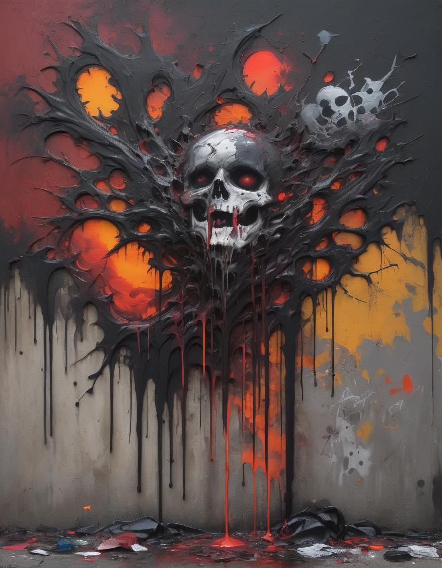 Dramatic Gothic Sunsets in Graffiti Art Style