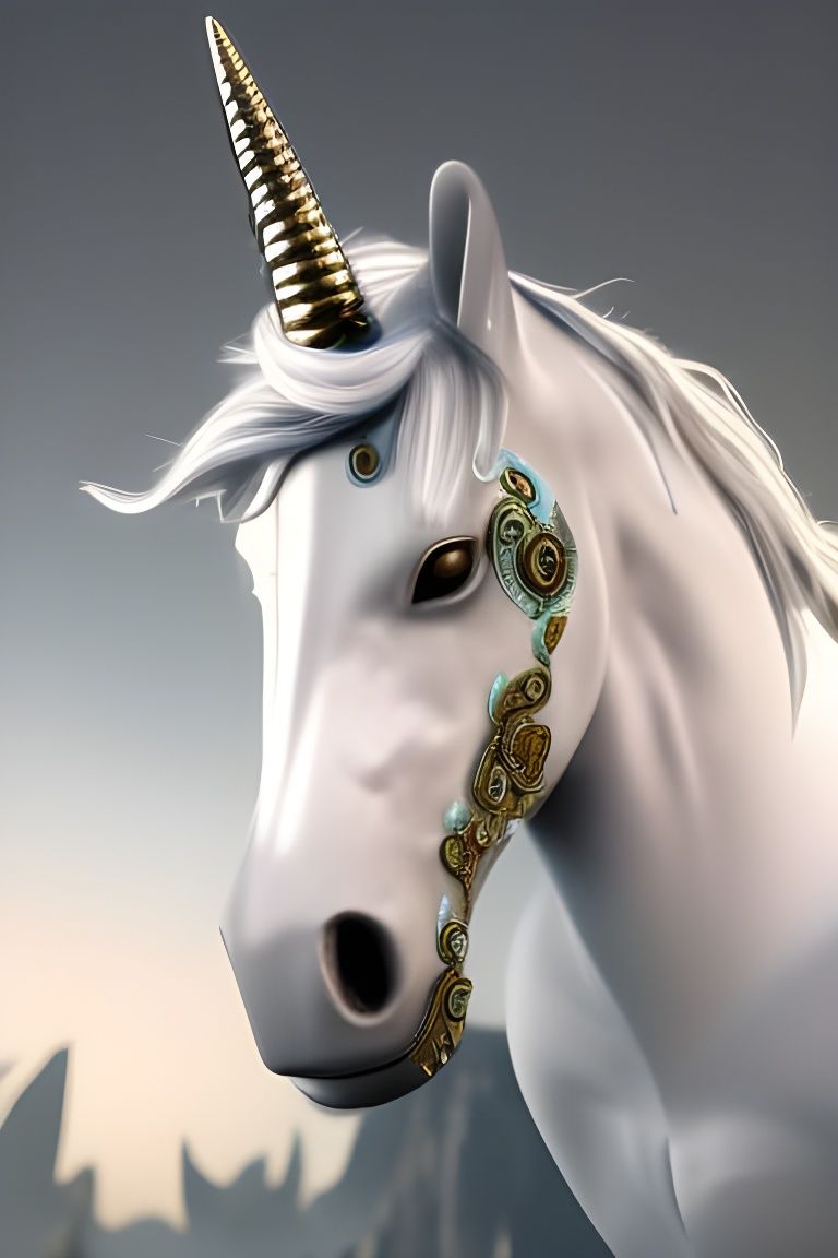 Metallic Silver Unicorn Fantasy Concept Art