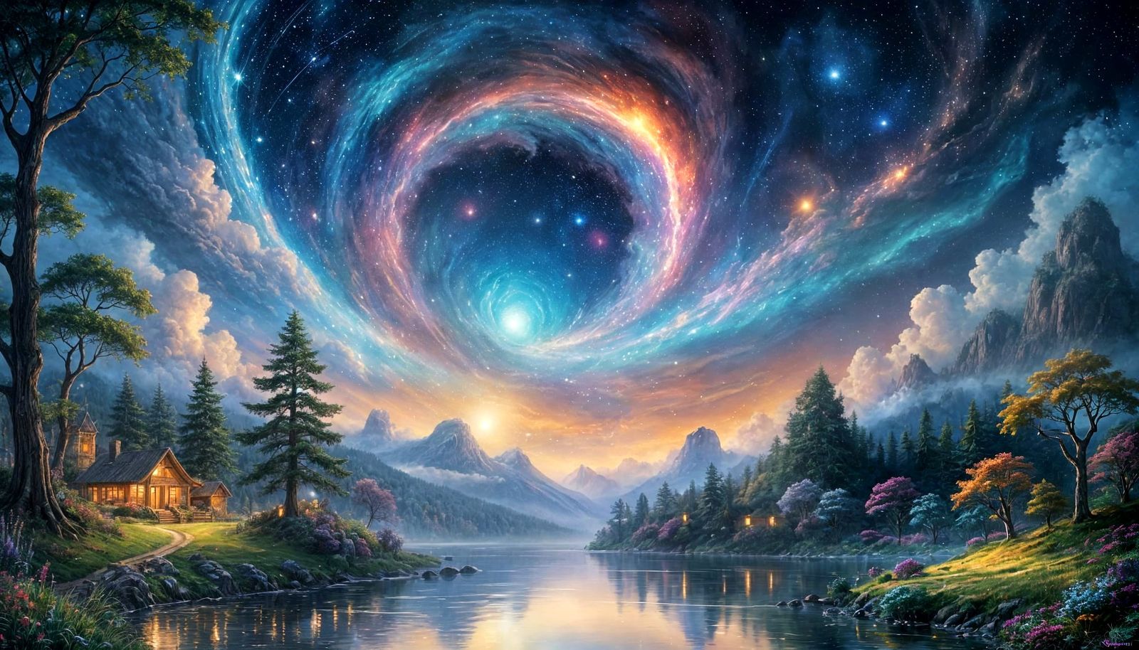 Ethereal Cosmic Parade Float in Watercolor Style