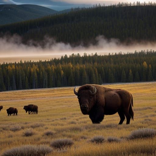Majestic Yellowstone National Park Vista at Golden Hour