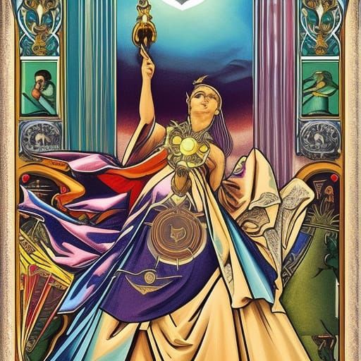 Tarot Card Major Arcana Magus in Surreal Style