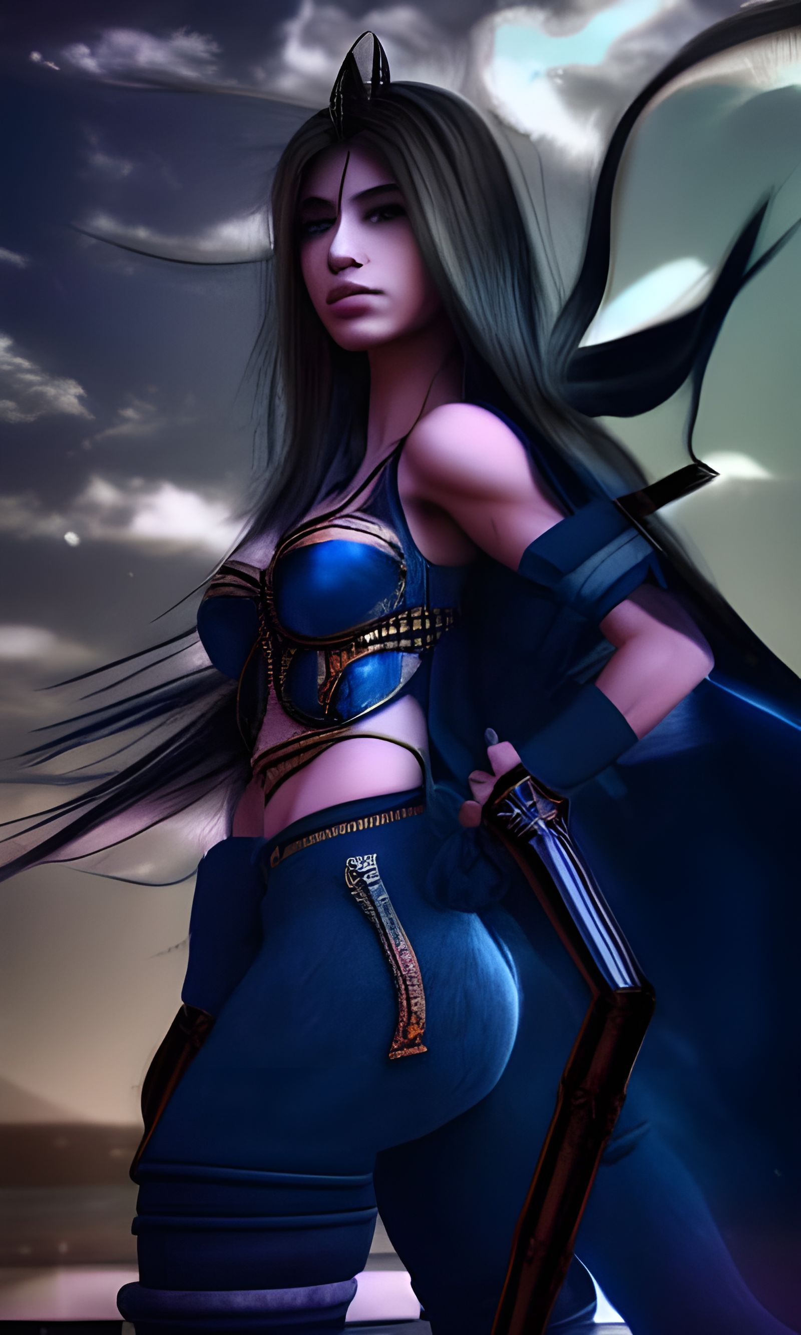 Anime Muscle Warrior Goddess in Final Fantasy Style