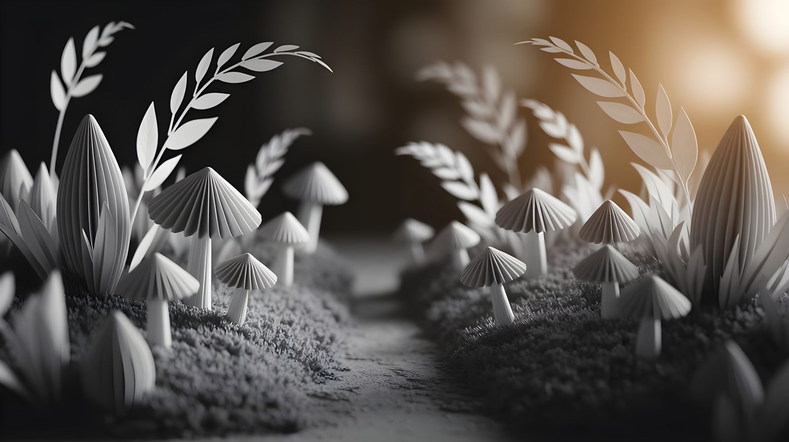 Enchanting Charcoal Drawing of Serene Forest Glade