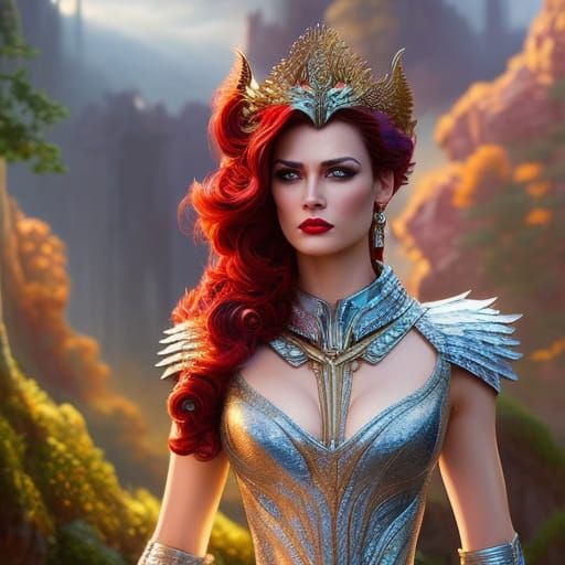 Valkyrie Goddess in Fantasy Lace Gown