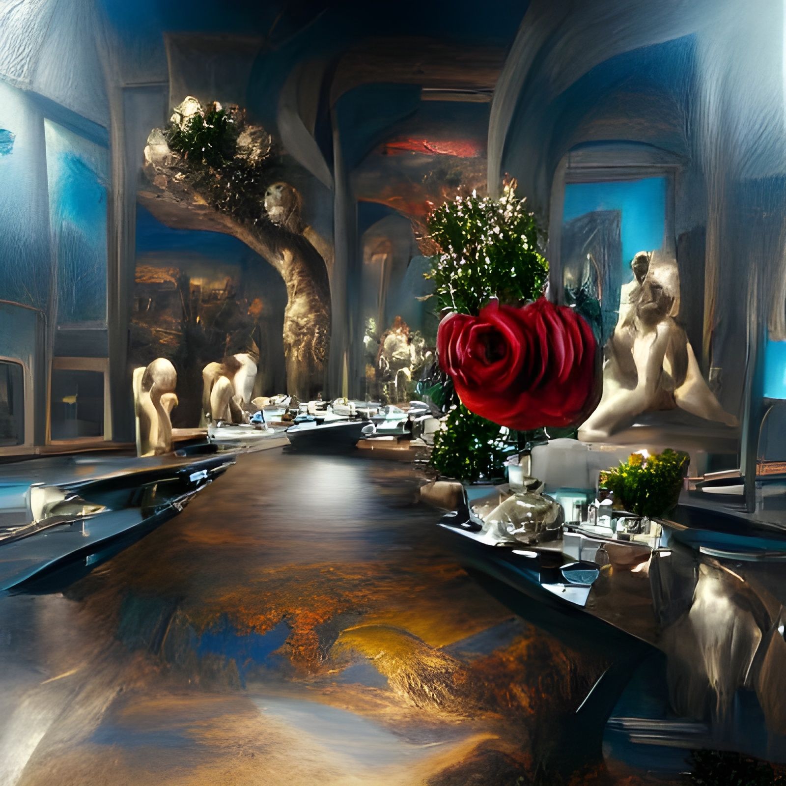 Romantic Dinner Scene in Art Deco Style