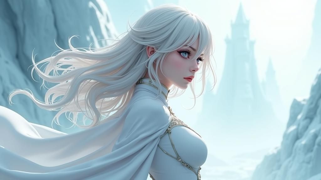 Icy Dominance: Platinum Blonde in Anime Style