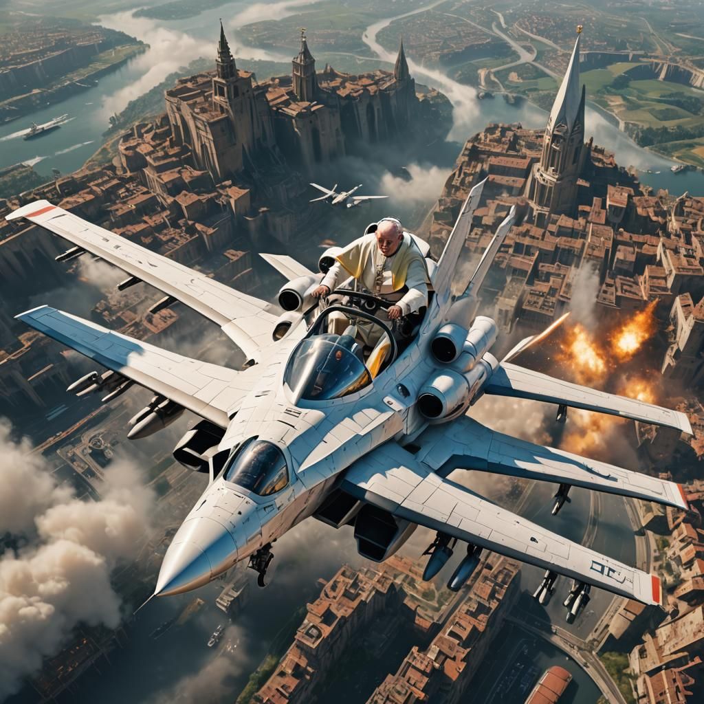 Pope Piloting F-117 Aircraft: Detailed Matte Painting