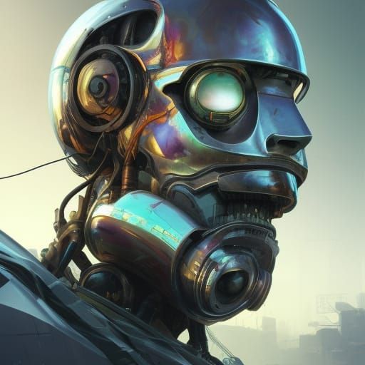 Detailed Junkyard Robot Portrait in 8K Resolution