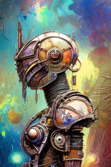 Steampunk Automaton God in Intricate Armor