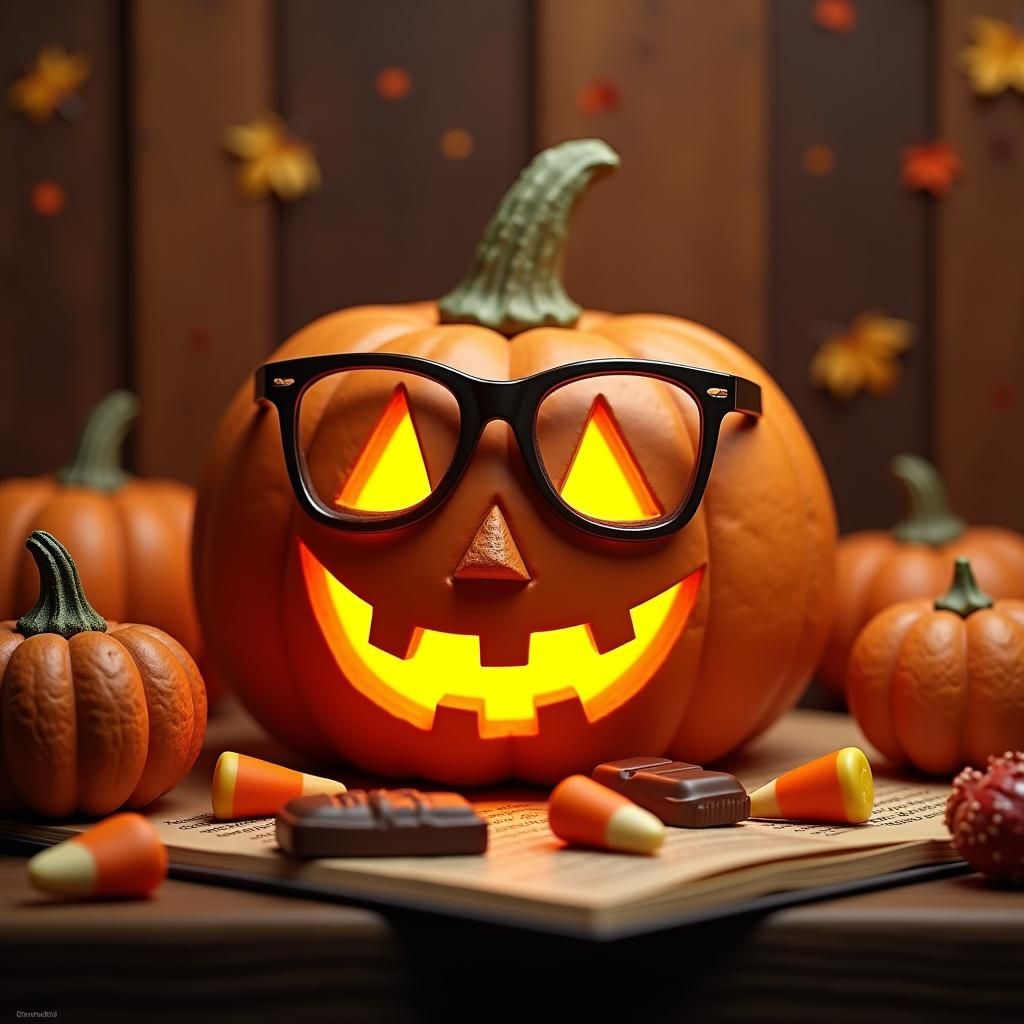 Smart Jack O'Lantern Reading on Halloween