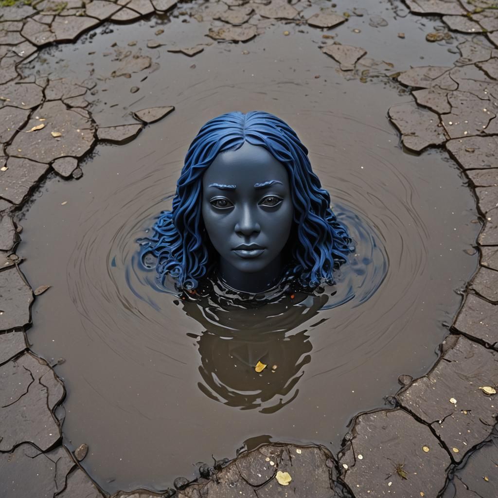 Clay Golem Resurrecting Under Dark Blue Skies