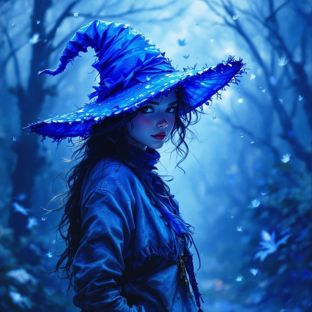 Blue Hat on Gloomy Day in Fantasy Art Style