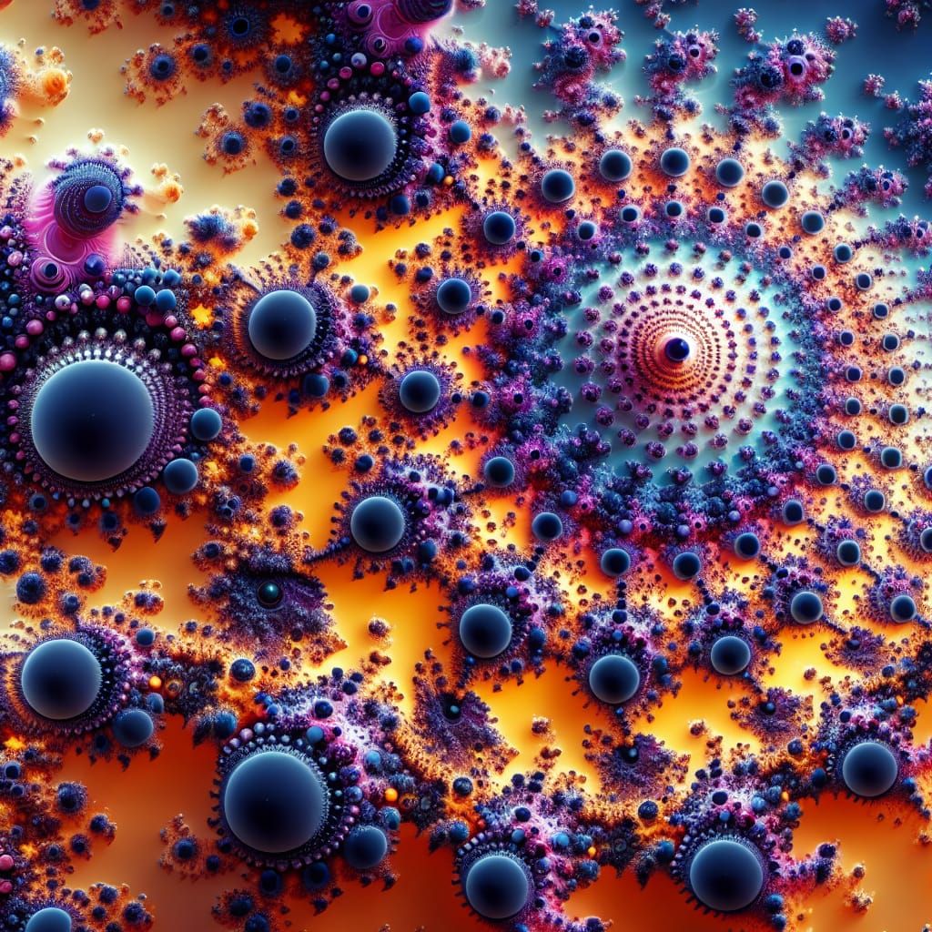 Render Mandelbrot set for zₙ₊₁ = zₙ² + c in complex plane, zoom level 300x.
