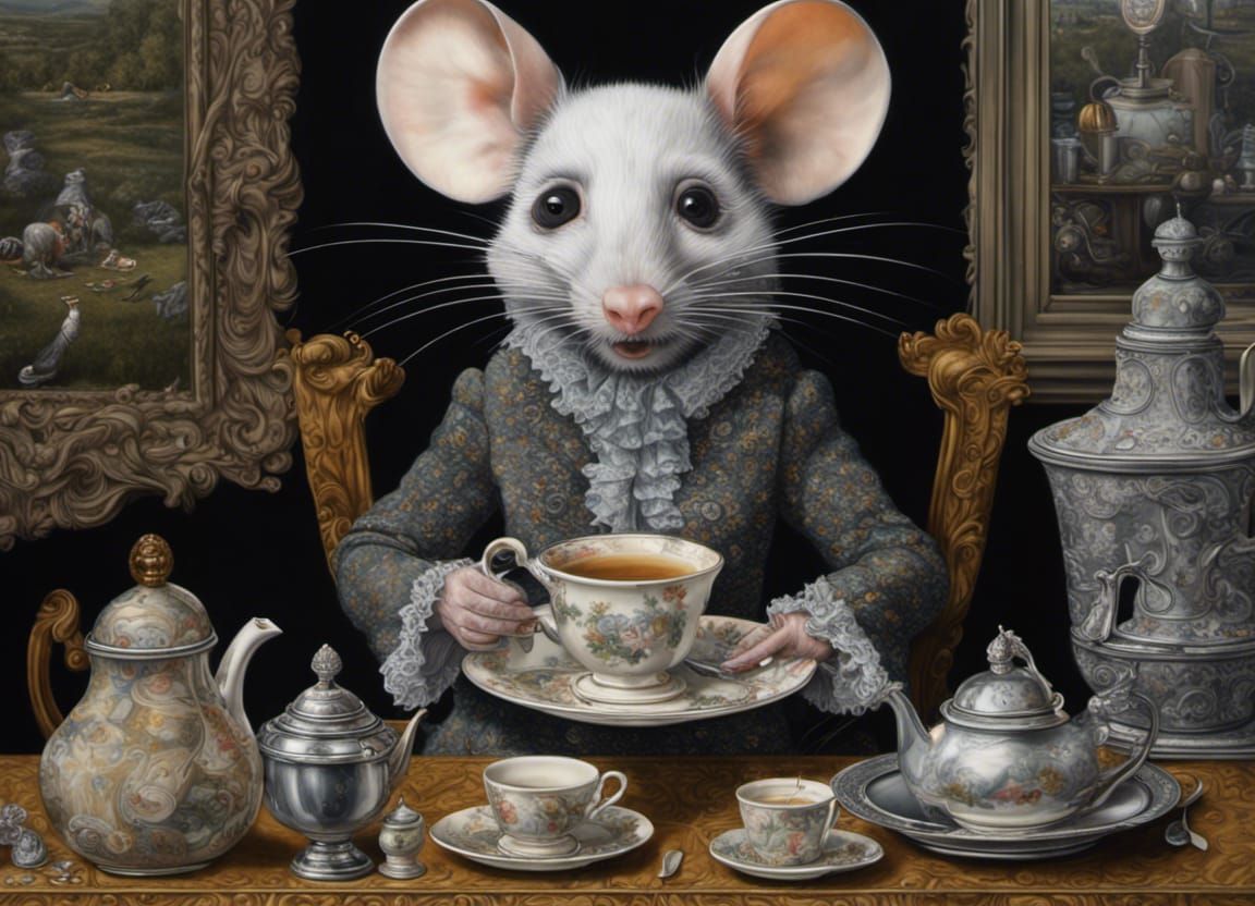 Vera Mouse, drinking tea