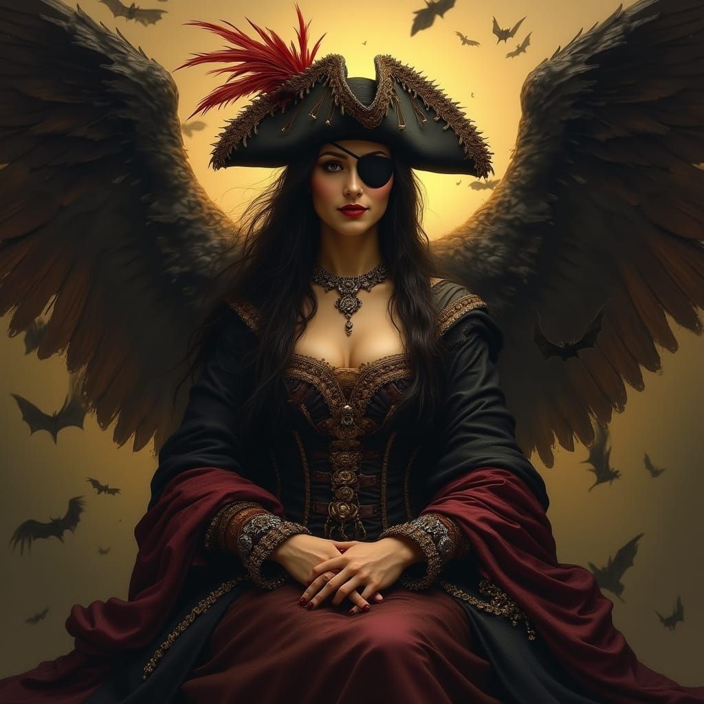 Mysterious Vampire Pirate Queen in Dark Fantasy