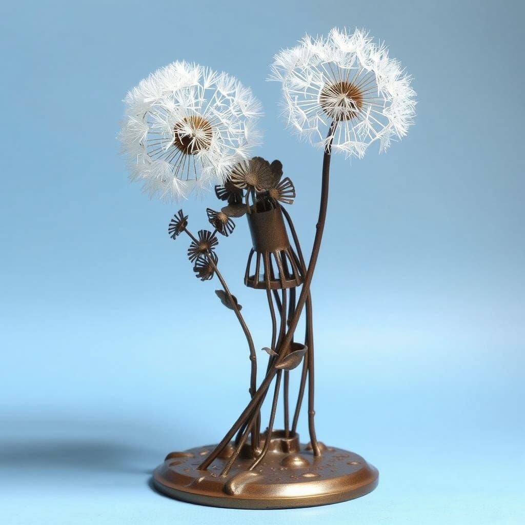 Bronze Collage Sculpture Featuring Dandelion Lace