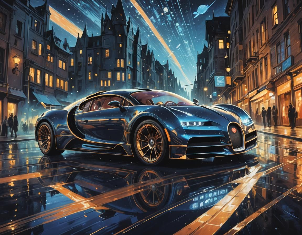 Harry Potter Soaring in a Futuristic Bugatti