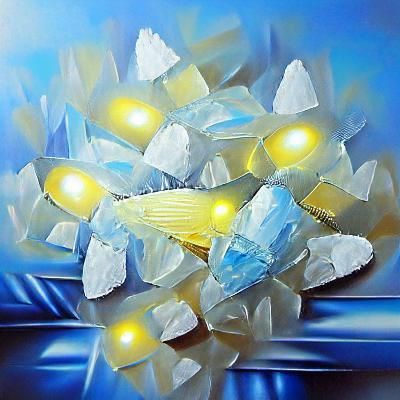 Light Energy Crystals in Realistic Oil Painting Style