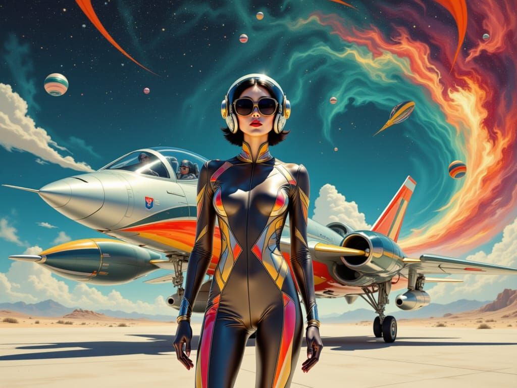 Korean Space Fighter Pilot in Art Deco Style