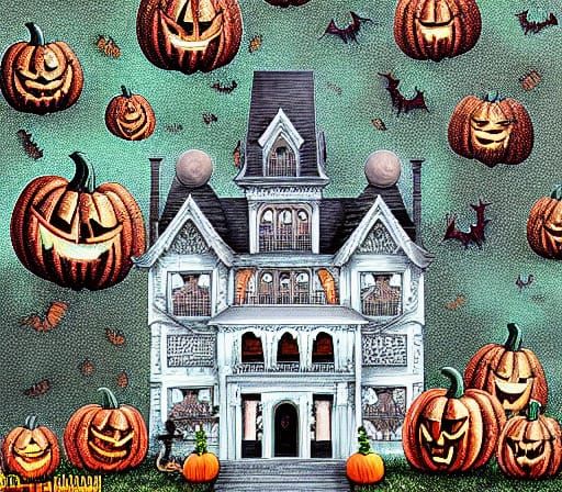Fantasy Halloween Haunted House Digital Masterpiece