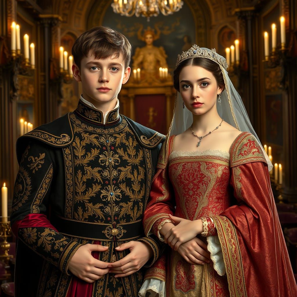 Youthful Arthur Prince of Wales in Lavish Renaissance Attire