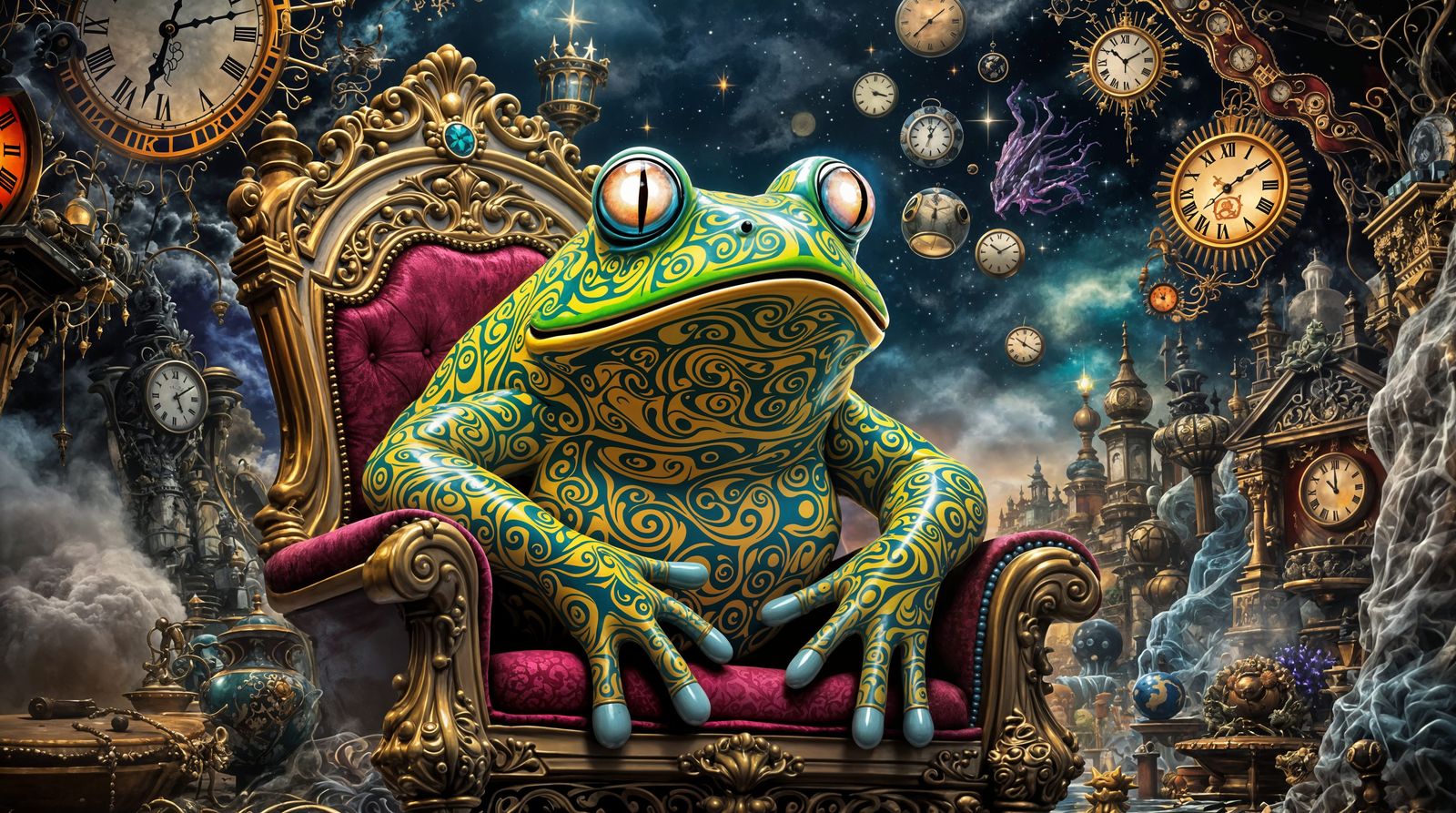 Surreal Ceramic Frog Abstract Masterpiece in Vibrant Colors