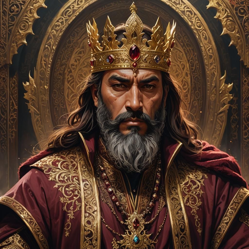 Regal Sultan Kayhham Portrait in Fantasy Art Style
